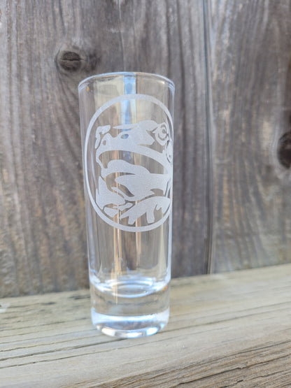 Power Rangers frog power coin 2 oz Shot Glass - Made to Order