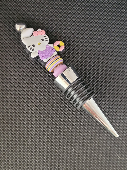 Hello Kitty in a bathing suit beaded wine stopper