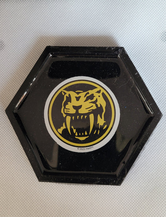 Yellow Power Ranger Power Coin Hexagon resin coaster