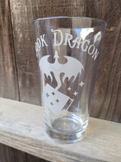 Book Dragon Pint Glass - Made to Order
