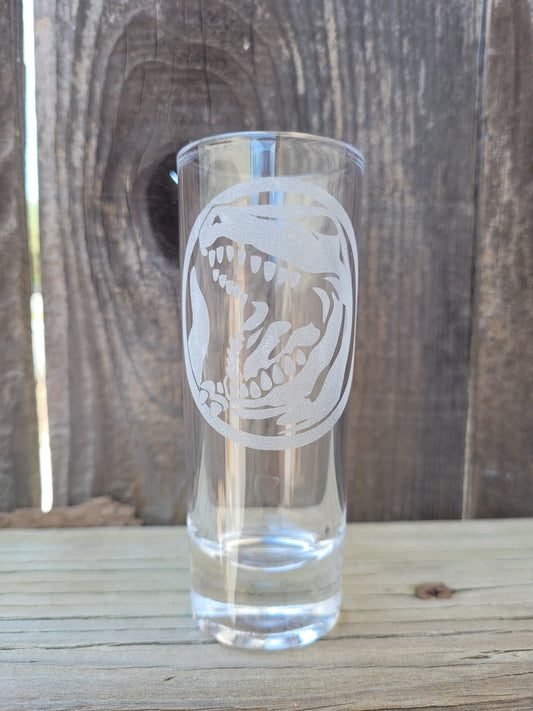 Power Rangers tyrannosaurus rex power coin 2 oz Shot Glass - Made to Order