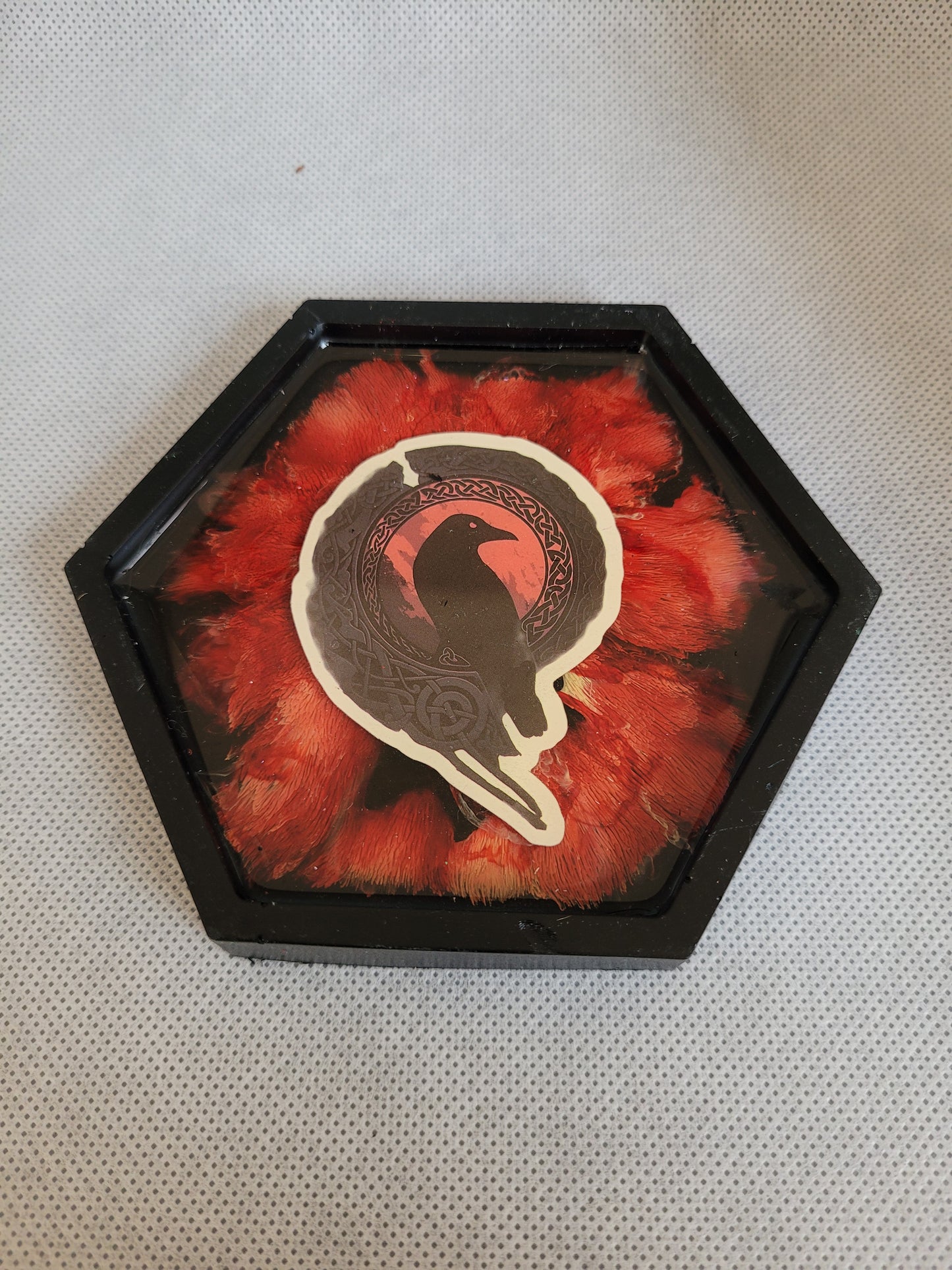 Raven Hexagon resin coaster