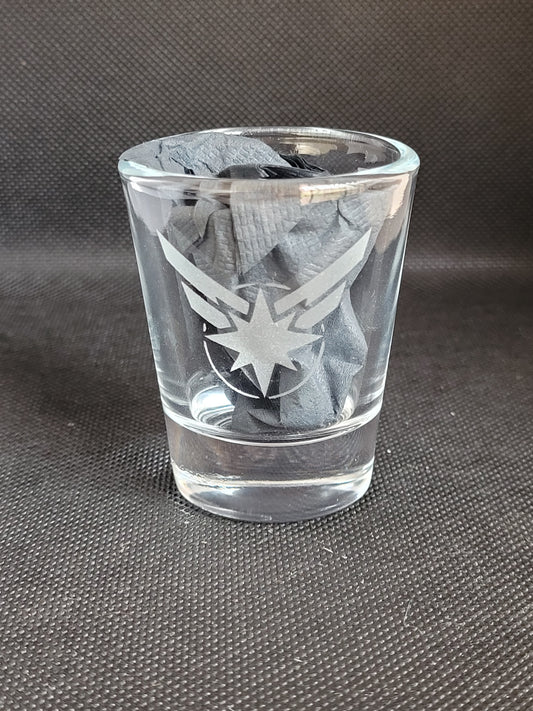 Captain Marvel 1.5 oz Shot Glass - Made to Order