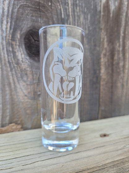 Power Rangers sabertooth tiger power coin 2 oz Shot Glass - Made to Order