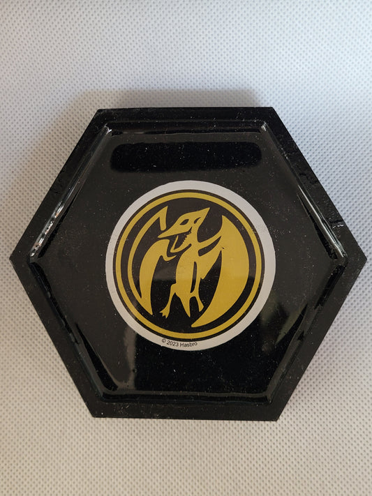 Pink Power Ranger Power Coin hexagon resin coaster