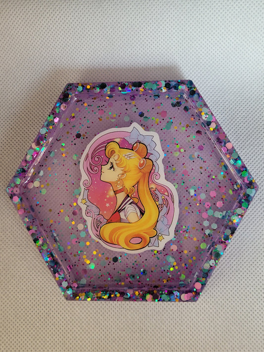 Sailormoon hexagon resin coaster