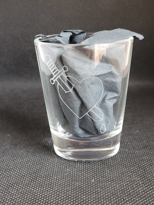 American traditional style heart tattoo 1.5 oz Shot Glass - Made to Order