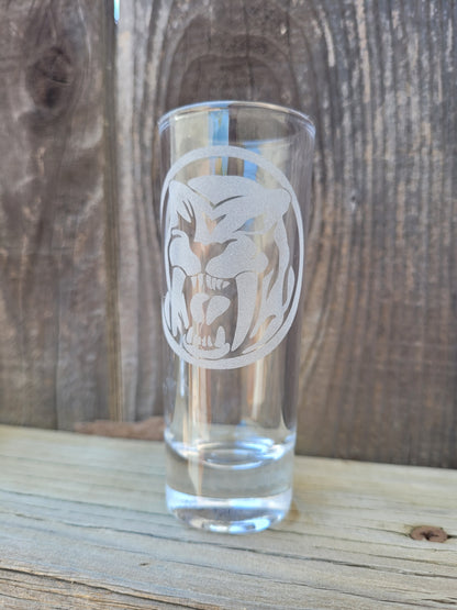 Power Rangers sabertooth tiger power coin 2 oz Shot Glass - Made to Order