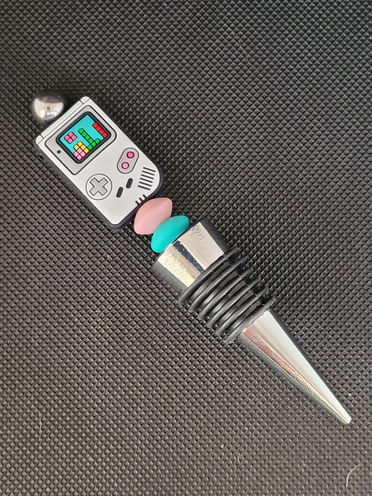Retro gameboy beaded wine stopper