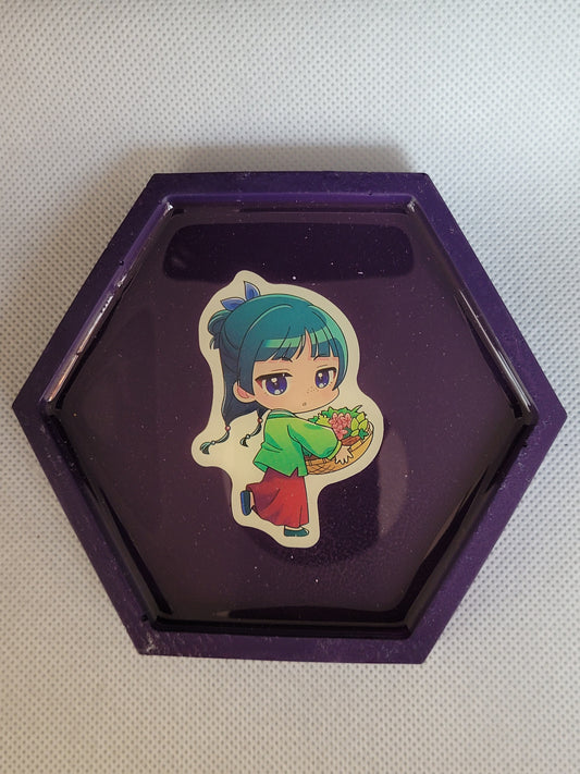 MaoMao hexagon resin coaster