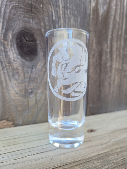 Power Rangers triceratops power coin 2 oz Shot Glass - Made to Order