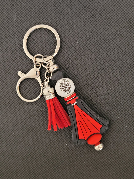 Vampire cape with skull beaded keychain