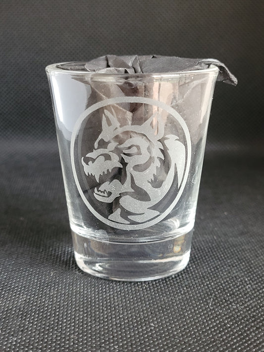 Power Rangers wolf power coin 1.5 oz Shot Glass - Made to Order