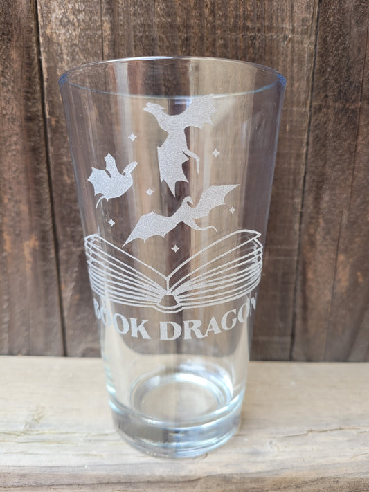 Book Dragon Pint Glass - Made to Order