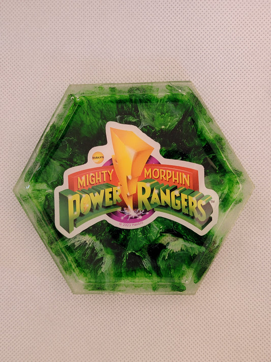 Power Rangers Logo hexagon resin coaster