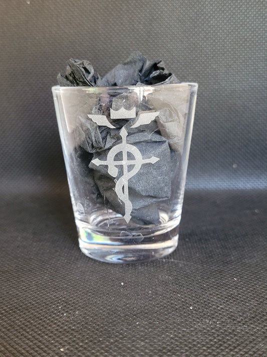 Full metal alchemist Flamel symbol 1.5 oz Shot Glass - Made to Order