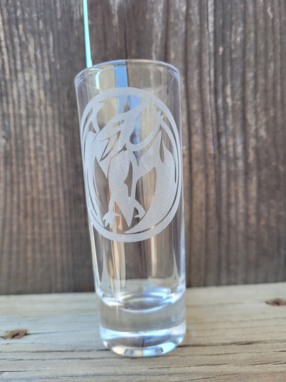 Power Ranger pterodactyl powe coin 2 oz Shot Glass - Made to Order