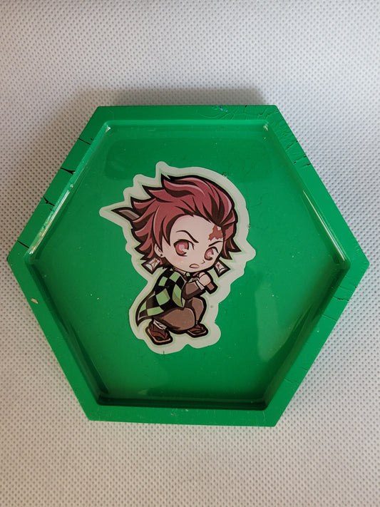 Tanjiro hexagon resin coaster