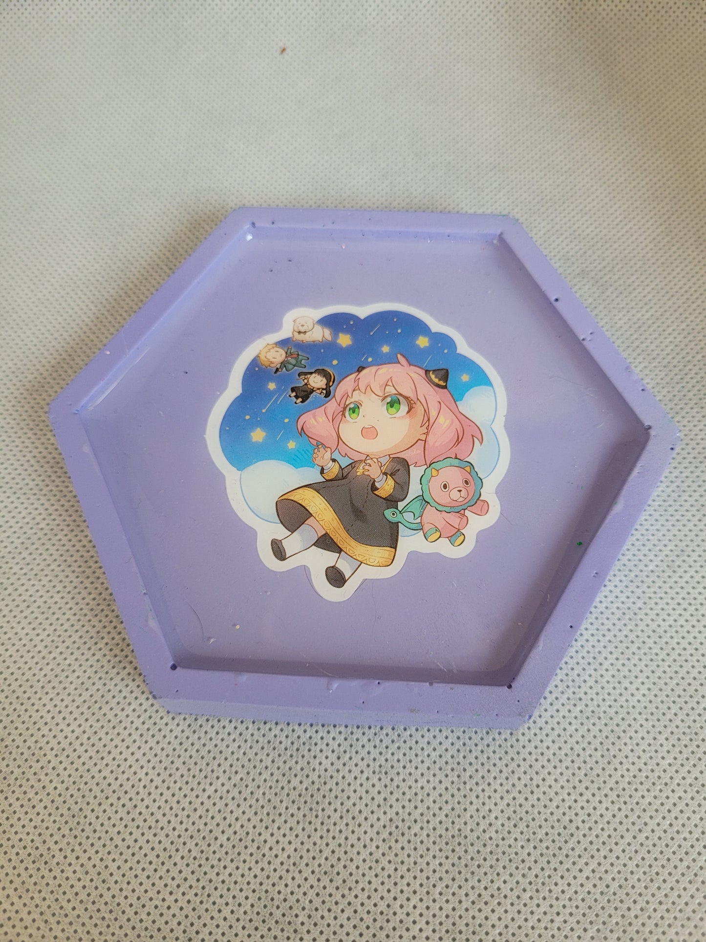 Anya spy x family hexagon resin coaster