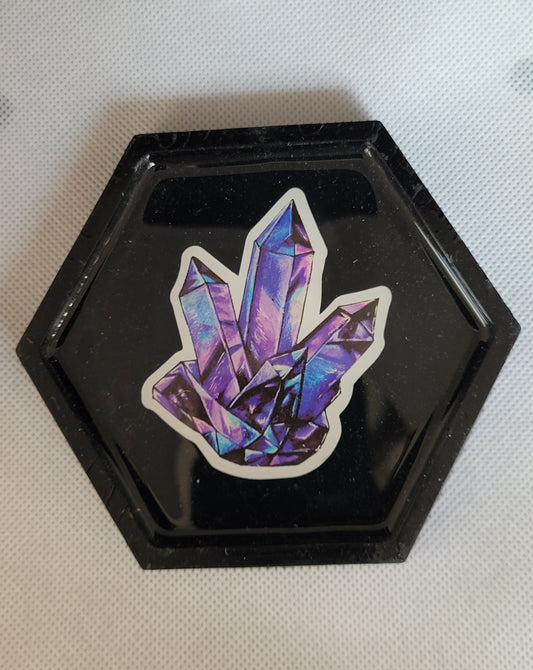 Crystal Hexagon resin coaster