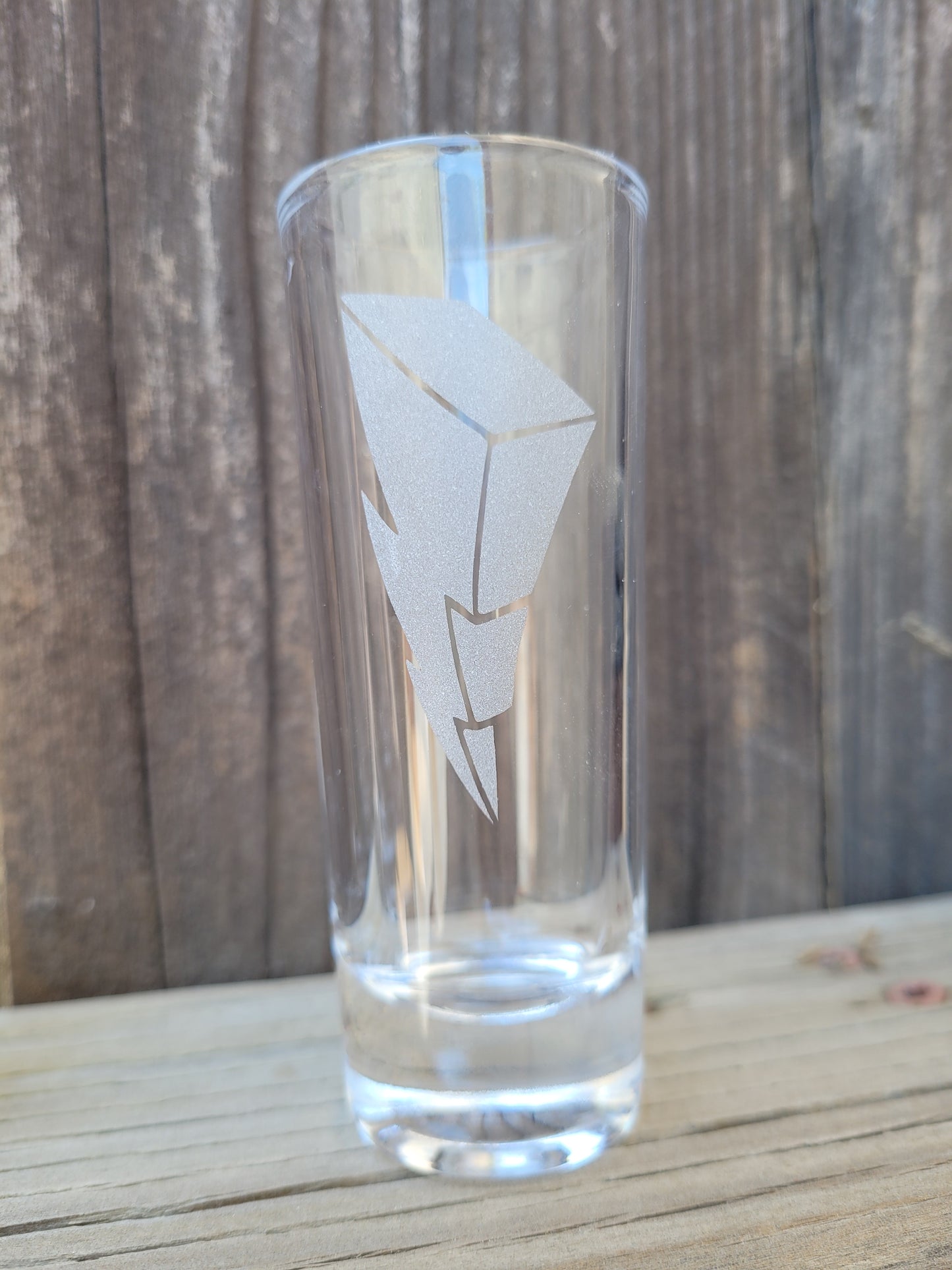 Power Ranger lightning bolt 2 oz Shot Glass - Made to Order