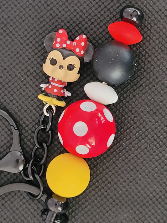 Minnie Mouse bitty pop beaded keychain