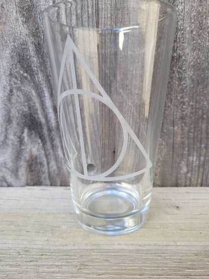 Deathly Hallows Pint Glass - Made to Order