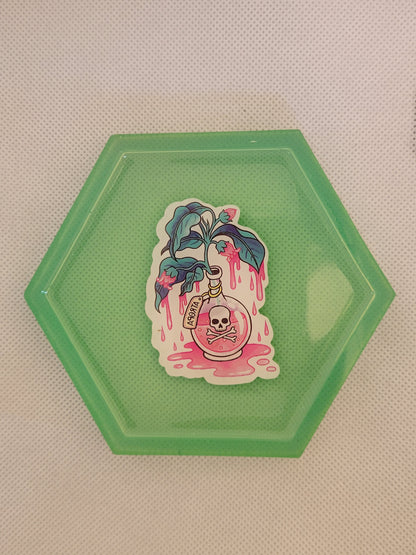 Potion bottle hexagon resin coaster