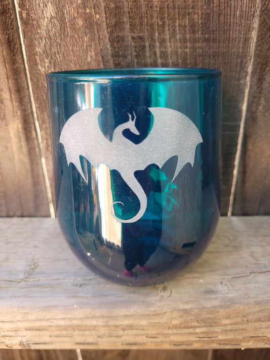 Dragon stemless green wine glass