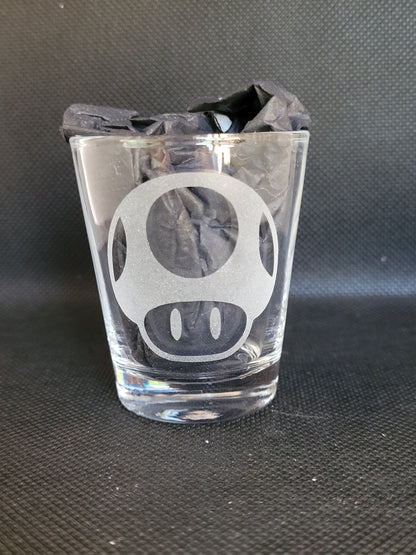 Mario Mushroom 1.5 oz Shot Glass- Made to Order