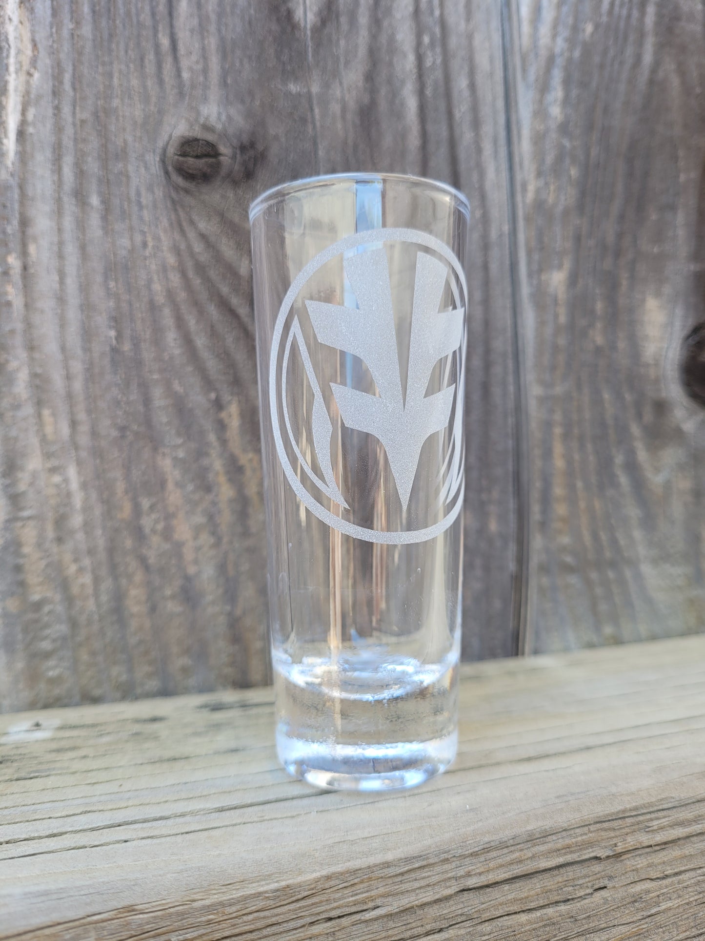 Power Rangers white tiger power coin 2 oz Shot Glass - Made to Order