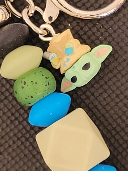 Grogu bitty pop beaded keychain
