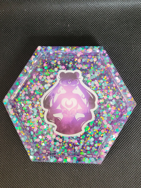 Sailormoon hexagon resin coaster