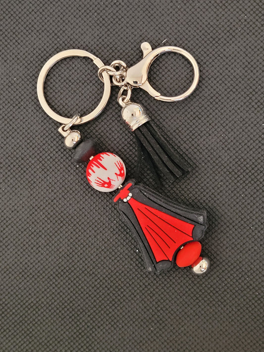 Vampire cape with hand prints beaded keychain
