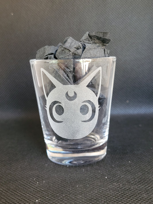 Luna Cat Face Sailormoon 1.5 oz Shot Glass - Made to Order