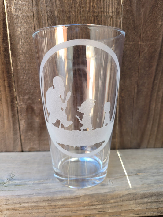 Dragon Ball walking silhouettes Pint Glass - Made to Order