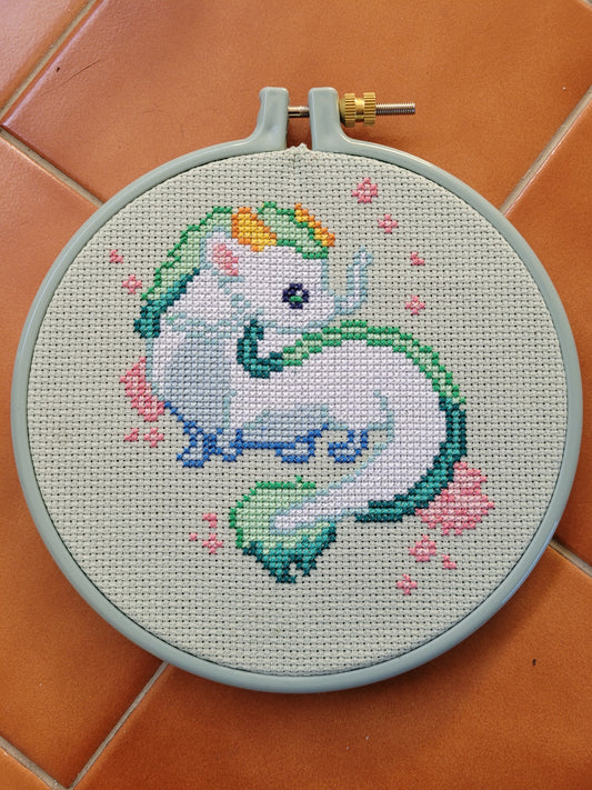 Chibi dragon haku cross stitch