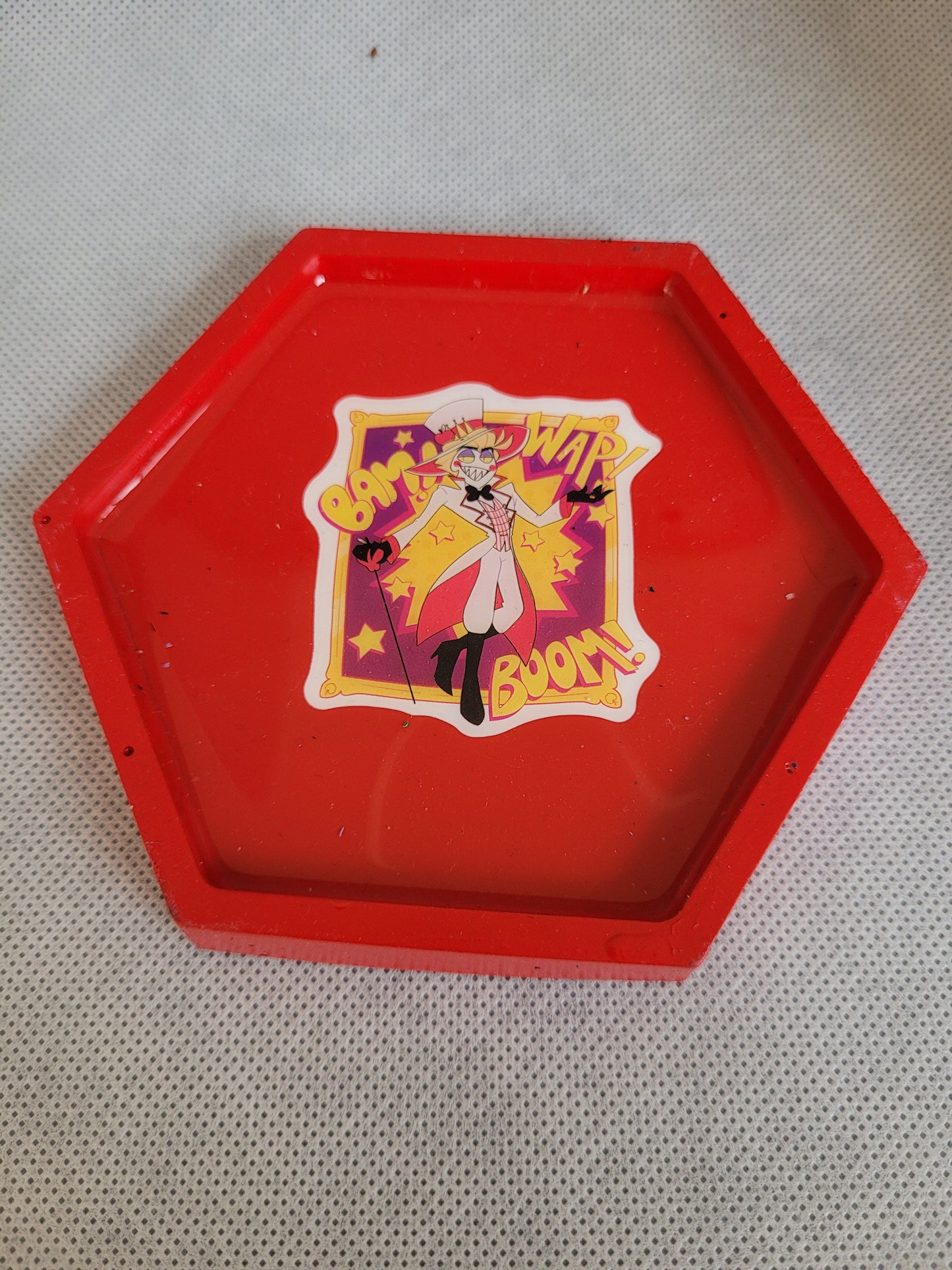 Lucifer Hazbin hotel hexagon resin coaster
