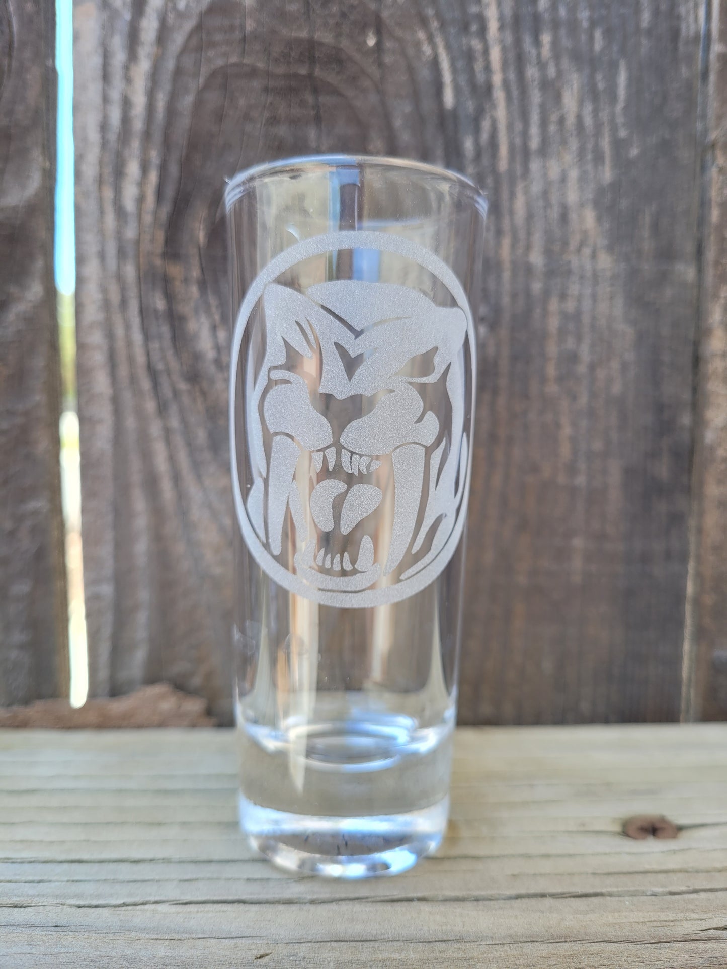 Power Rangers sabertooth tiger power coin 2 oz Shot Glass - Made to Order