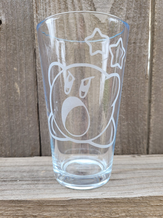 Kirby (angry with stars) Pint Glass - Made to Order