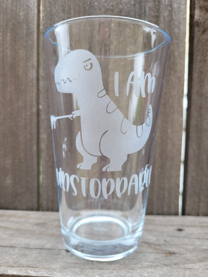 Unstoppable T-Rex Pint Glass - Made to Order