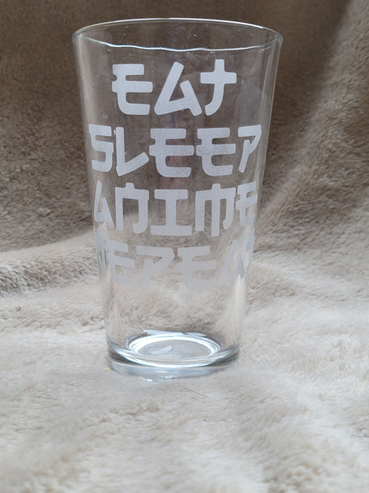 Eat, Sleep, Anime, Repeat Pint Glass - Made to Order